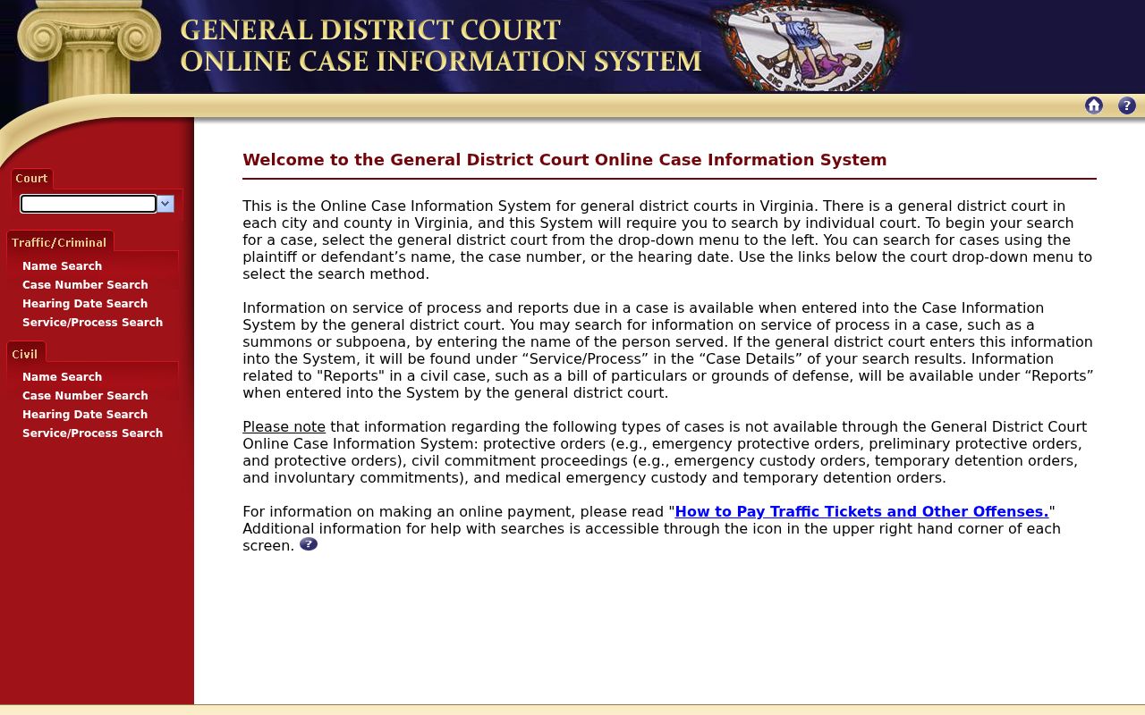 Norfolk residents directory General District Court search selection