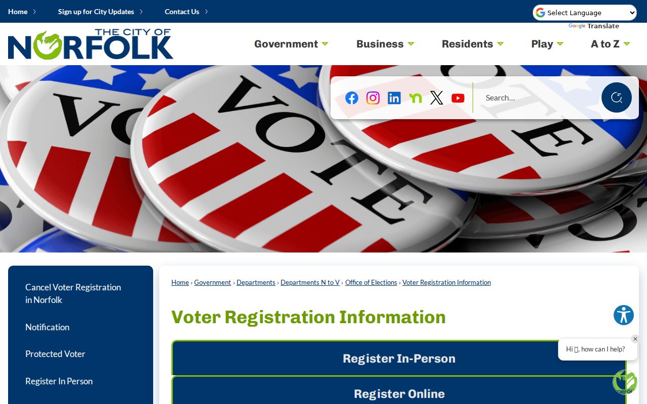 Norfolk residents directory elections office and voter registration details